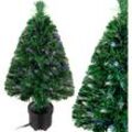 Weihnachtsbaum künstlich 66 cm Klein Tisch Topf Glasfaser mit Beleuchtung 9 Farben schwer entflammbar grün Tannenbaum Christbaum Weihnachten - Casaria