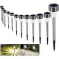 Memkey - Solar-Gartenlampe für den Außenbereich, Bodenlampe, 12 Stück, wasserdichte Gartenlampen, kabellose LED-Lampe, Dekoration, kaltweiß,