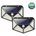 Gotrays - Solarleuchte für den Außenbereich, leistungsstarke Version, 2 Stück, 100 LEDs, 2200 mAh, wasserdicht, 270.180 Bewegungssensor,