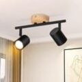 GBLY Deckenstrahler GU10 Deckenlampe Holz - Deckenleuchte Schwarz Decke Schwenkbar 350° 2 Flammig Max.25w Modern Wohnzimmerlampe Innen Holzoptik