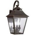 Licht-erlebnisse - Wandlampe außen Edelstahl Glas 48,9 cm hoch IP44 Schwarz antik E14 3-flammig Rustikal