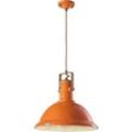 Hängelampe Metall Keramik D: 40 cm rund H: max. 156 cm Orange Shabby Antik E27 Vintage Keramiklampe