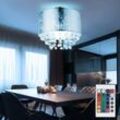 LED Deckenlampe dimmbar mit Fernbedienung Blattsilber Wohnzimmerlampe Kristalle Deckenleuchte rund, RGB Farbwechsel, Metall, 8,5W 806lm warmweiß, DxH