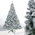 HENGMEI 150cm Weihnachtsbaum Künstlich PVC Tannenbaum Christbaum mit Metallständer ca. 450 Spitzen Lena Weihnachtsdeko, Grün mit Schneeflocken