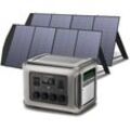 R2500 Solargenerator 2016Wh mit 2 Stück 200W Solarmodul, 4 x 2500W ac Ausgänge (4000 w Spitze), Tragbare Powerstation mit Solarpanel für