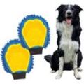 DoGlove 2in1-Fellpflege-Handschuh - Sanftes Streicheln, gründliches Bürsten & schnelles Trocknen für Hunde und Katzen - 2 Stück - blau