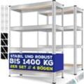 2er-Set Lagerregal, bis 875 kg belastbar, 4 oder 5 verstellbare Ablagen, MDF-Platten, Regal aus Metall, Silber-700kg / 2x 160x80x40cm 4-Böden - Masko