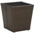 Beistelltisch,Kaffeetisch,Couchtisch Braun 41,5x41,5x44 cm Poly Rattan und Hartglas VMEC413940