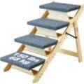 Holz-Haustiertreppe/Haustierstufen, 2-in-1 faltbare Hundetreppe aus Holz für Betten, Sofas und Autos, Hundetreppe und Rampe mit 4 Stufen für kleine,