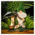 Memkey - Beflockte Gartenzwerg-Dekorationen, 19 cm große, lustige GNOME-Gartenstatue für den Außenbereich mit Solarleuchten, wasserfeste Zwergfiguren