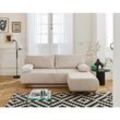 Cristal - 3-sitzer sofa - schlaffunktion und bettkasten und puff - cord - beige