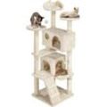 Kratzbaum Stabiler Katzenbaum Katzenkratzbaum Katzenmöbel, Kletterbaum für Katzen Höhe 158 cm, Beige - Yaheetech