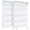 2er Set Doppelrollo klemmfix ohne Bohren, Duo Rollo Klemmrollo für Fenster und Tür, 55x150 cm, Weiß - Vounot