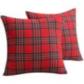 Sollbry - 2 Stück weihnachtliche karierte Tartan-Kissenbezüge, Weihnachts-Kissenbezüge, Bett, Sofa, Heimdekoration