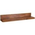 Wandregal Massivholz Sheesham Holzregal Landhausstil Hängeregal Wandboard Naturprodukt Regal Größe wählbar - Finebuy