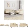 The Living Store - 2-tlg. Sofagarnitur Creme Stoff - Sofas - Creme