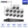 Annke 16CH 5MP Super hd Videosicherheitssystem H.265+ 8MP dvr mit 12PCS 5MP wetterfesten Überwachungskameras Kits PIR-Erkennung - ohne Festplatte