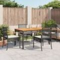 5-tlg. Garten-Essgruppe mit Kissen Schwarz Poly Rattan