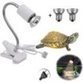 Schildkröten-Heizlampe, Terrarium-Heizlampe mit Clip, Reptilien- und Amphibienlampe, mit 2 Basking Spot uva uvb 50W Glühbirnen und 360° drehbarer