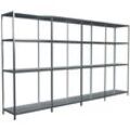 Steckregal SCHULTE REGALWELT "Stecksystem Grund- und 3x Anbauregale", silber (silberfarben), B:400cm H:180cm T:50cm, Stahl, Regale, Metall verzinkt, 1800x4000x500 mm, 16 Böden