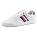 Sneaker TOMMY HILFIGER "ESSENTIAL LEATHER CUPSOLE", Herren, Gr. 40, bunt (weiß, dunkelblau), Leder, sportlich, Schuhe, mit typischen Streifen, Freizeitschuh, Halbschuh, Schnürschuh