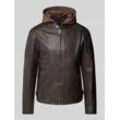 Lederjacke mit abnehmbarer Kapuze Modell 'Rylo'