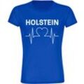 multifanshop Damen T-Shirt - Holstein - Herzschlag - Druck weiß - Frauen