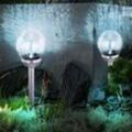 Solar Kugel Steckleuchte Glaslampe Gartendeko Solarlampen Glaskugel Erdspieß, Crackle Design, led, h 45 cm, Garten Balkon, 2er Set