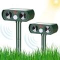 2X Ultraschall-Solar-Katzenvertreiber für den Garten mit LED-Licht, wasserdichter Tiervertreiber für Katzen, Hunde, Vögel - Ahlsen