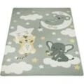 Kinderteppich PACO HOME "Chicos 551", grau, B:155cm H:2mm L:230cm, Polyester, Teppiche, Flachgewebe, niedliches Kinder Design, Motiv Tiere, Kinderzimmer