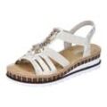 Sandale RIEKER Gr. 39, goldfarben Damen Schuhe Sommerschuh, Sandalette, Keilabsatz, im Metallic-Look