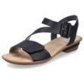 Sandalette RIEKER Gr. 38, schwarz (schwarz, schwarz) Damen Schuhe Sommerschuh, Sandale, Keilabsatz, mit Klett