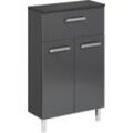Unterschrank SAPHIR "Quickset Badschrank mit 2 Türen, 1 Schublade, 50 cm breit", grau (anthrazit, anthrazit glanz), B:50cm H:81cm T:20cm, Spanplatte, Schränke, Bad-Unterschrank, Badezimmer-Unterschrank inkl. Türdämpfer, Griffe in Chrom Glanz