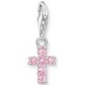 Charm-Einhänger THOMAS SABO "Kreuz Silber, 2032-051-9" Charms bunt (silberfarben, pink, pink) Damen mit Zirkonia (synth.)