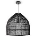 PACO HOME Pendelleuchte "LINNU", schwarz, Ø 44cm H: 44cm, Lampen, Korblampe Rattan Pendelleuchte Wohnzimmer Boho Deckenlampe Natur