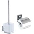 Badaccessoire-Set WENKO "Vacuum-Loc Quadro", silber (chrom), Edelstahl, Badaccessoires-Sets, WC-Garnitur,Toilettenpapierhalter