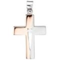 Kreuz-Anhänger JOBO "Anhänger Kreuz", silber (silber 925), Schmuckanhänger, Damen, Silber 925 (Sterlingsilber), 925 Silber bicolor vergoldet mit Zirkonia