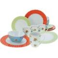 Kombiservice CREATABLE "Geschirr-Set Emily", bunt, 16 tlg., Porzellan, Geschirr-Sets, Service, romantisches Blumendekor, 16 Teile, für 4 Personen