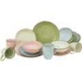 Kombiservice CREATABLE "Geschirr-Set NATURE COLLECTION Pastell" Geschirr-Sets Gr. 16 tlg., bunt (rosa, hellmint, hellblau, natur) Service, Pastelltöne, 16 Teile, für 4 Personen