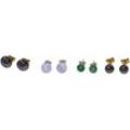 Ohrstecker-Set FIRETTI "Multipack Schmuck Geschenk Silber 925 Ohrschmuck Ohrringe", bunt (gelbgoldfarben, grau, grün, hellblau, grau, grün, hellblau), Ohrringe, Damen, Silber 925 (Sterlingsilber), Made in Germany - mit Hämatit, Jade, Chalcedon