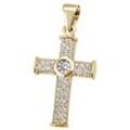 Ketten-Anhänger FIRETTI "Schmuck Geschenk Silber 925 Halsschmuck Anhänger Kreuz" Schmuckanhänger Gr. Silber 925 (Sterlingsilber), 1,60 g, goldfarben (gelbgoldfarben, kristallweiß, kristallweiß) Damen mit Zirkonia (synth.)