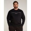 Sweatshirt TOMMY HILFIGER BIG & TALL "BT-TOMMY LOGO SWEATSHIRT-B" Gr. XXL, schwarz, Herren, Sweatware, Obermaterial: 70% Baumwolle, 30% Polyester, unifarben, Sweatshirts, in Großen Größen, mit Logodruck