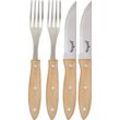 Steakbesteck JIM BEAM BBQ "Gabel & Messer", beige (natur, silberfarben), 4 tlg., Edelstahl, Essbesteck-Sets, Set 4-tlg.