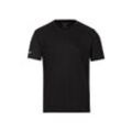 T-Shirt TRIGEMA "TRIGEMA V-Shirt COOLMAX", Damen, Gr. L, schwarz, 100% Polyester (recycelt), sportlich, Kurzarm, Shirts