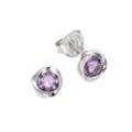 Paar Ohrstecker ZEEME "Silber 925 rhodiniert mit echtem Amethyst", weiß (weiß, lila), Ohrringe, Damen, ONE-SIZE, Silber 925 (Sterlingsilber)