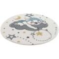 Kinderteppich CARPET CITY "Anime9385" Teppiche Gr. Ø 160cm, 11mm, beige (creme) Kinder Spielteppich Babyteppich, Sterne, Mond, Nachthimmel, Weicher Flor, Pflegeleicht