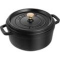 Bräter STAUB "Cocotte", schwarz, H:16,7cm Ø:26cm, Töpfe, robust, langlebig, perfekte Hitzeverteilung, Aromaregen-Deckel