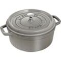 Bräter STAUB "Cocotte", grau (graphit, grau), H:16,7cm Ø:26cm, Töpfe, robust, langlebig, perfekte Hitzeverteilung, Aromaregen-Deckel