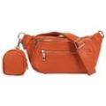 Gürteltasche SAMANTHA LOOK, Damen, Gr. B/H/T: 27cm x 16cm x 5cm onesize, orange, Leder, unifarben, leicht glänzend, Taschen, echt Leder, Made in Italy