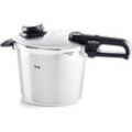 Schnellkochtopf FISSLER "Vitavit premium Edelstahl Schnellkochtopf 6 L, Ø 22 cm", silber (silberfarben), Ø:22cm, Töpfe, Verriegelungsanzeige, Einstellbares Abdampfen, Einstellbare Kochstufen